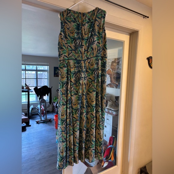 Tropical Cotton and Silk Lafayette 148 New York Maxi Dress Women's Size 14 - Picture 7 of 7